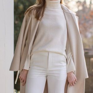 Talbots 12 White Pants Lined Flat Front Straight Leg Winter White Classic $195